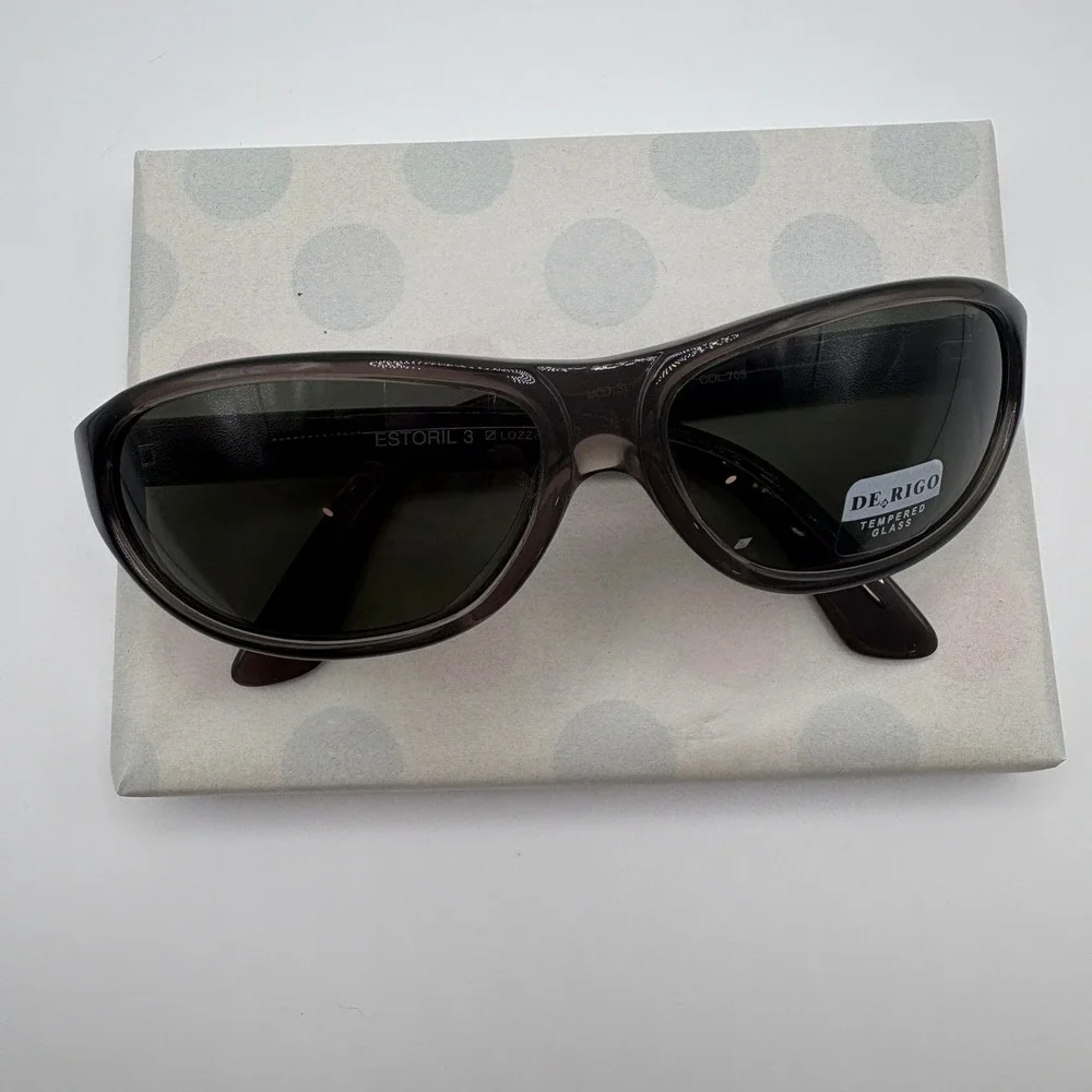Lozza Estoril 3 1653/61/705 Vintage Charcoal Gray Oval Sunglasses Italian Made